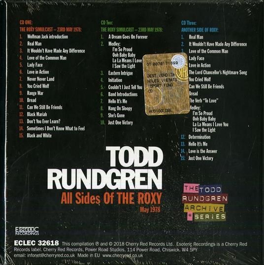 All Sides of the Roxy May 1978 - CD Audio di Todd Rundgren - 2