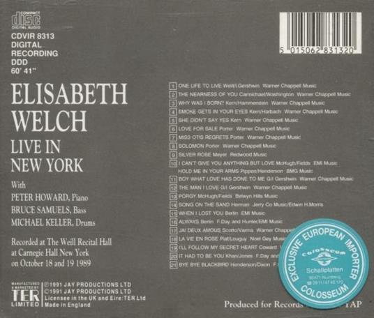 Live in New York - CD Audio di Elisabeth Welch - 2