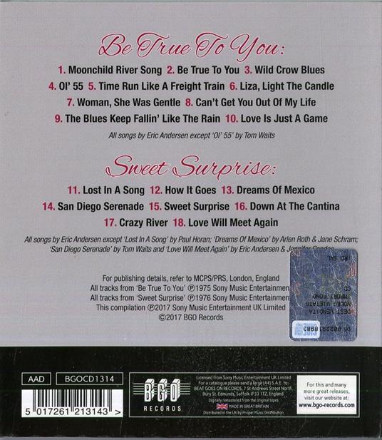 Be True to You - Sweet Surprise (Remastered) - CD Audio di Eric Andersen - 2