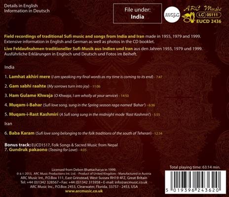 Sufi Songs of Love from India and Iran - CD Audio di Deben Bhattacharya - 2