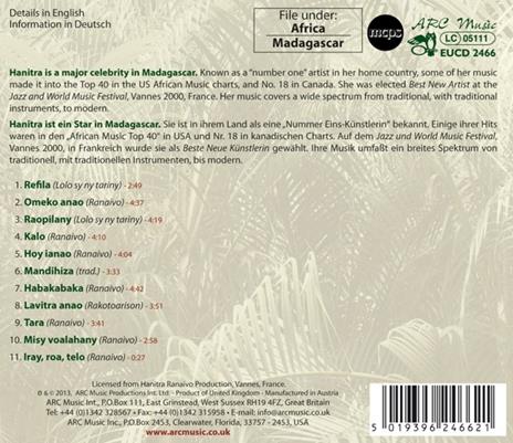 Songs from Madagascar - CD Audio di Hanitra - 2