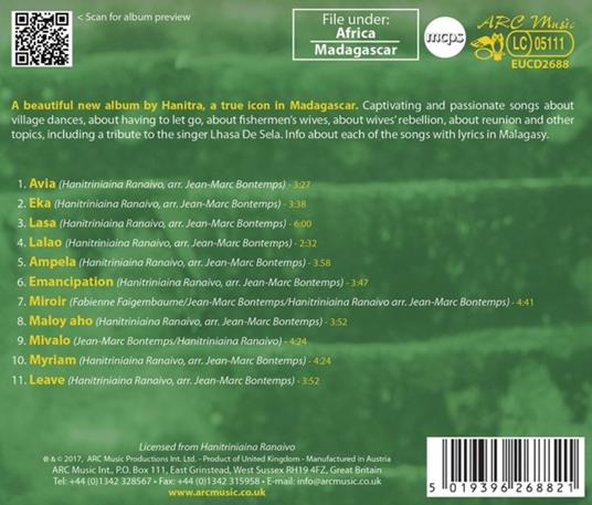Songs from Madagascar - CD Audio di Hanitra - 2