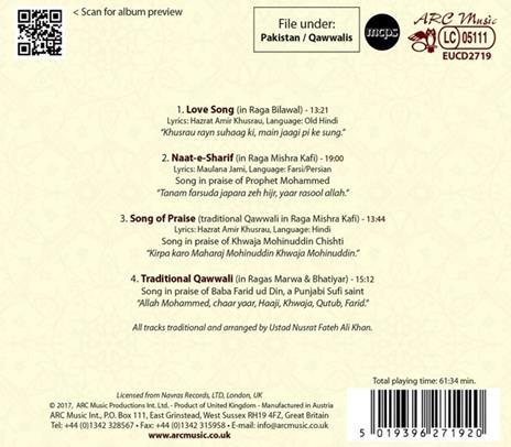 Sufi Qawwalis - CD Audio di Nusrat Fateh Ali Khan - 2