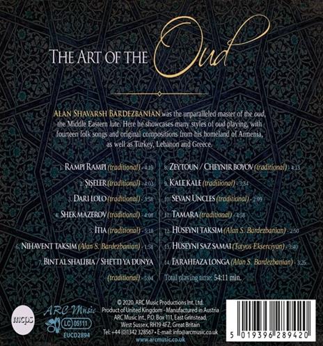 The Art of the Oud from Armenia & the Eastern Mediterranean - CD Audio di Alan Shavarsh Bardezbanian - 2