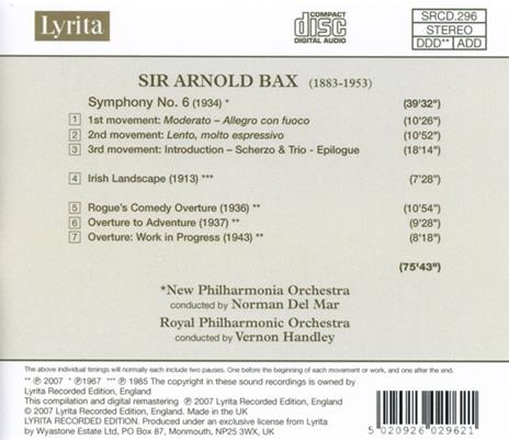 Sinfonia n.6 - Irish Landscape - CD Audio di Arnold Bax - 2