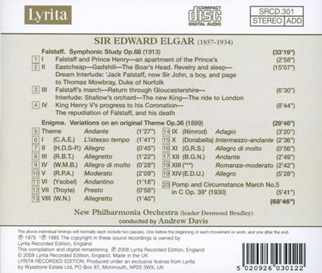 Pomp & Circumstances - Falstaff - Variazioni Enigma - CD Audio di Edward Elgar - 2