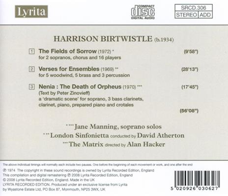 Death of Orpheus-Fields O - CD Audio di Harrison Birtwistle - 2