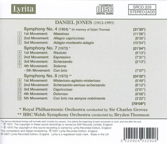 Sinfonie n.4, n.7, n.8 - CD Audio di Daniel Jones - 2