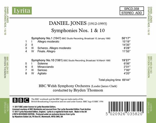 Sinfonia n.1, n.10 - CD Audio di Bryden Thomson,Daniel Jones - 3