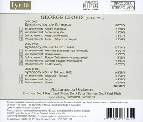 Sinfonie n.4, n.5, n.8 - CD Audio di George Lloyd - 2