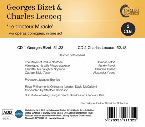 Le Docteur Miracle - CD Audio di Georges Bizet - 2