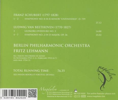 Fritz Lehmann.. - CD Audio di Ludwig van Beethoven,Franz Schubert - 2