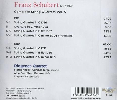 Quartetti per archi vol.5 (Integrale) - CD Audio di Franz Schubert - 2