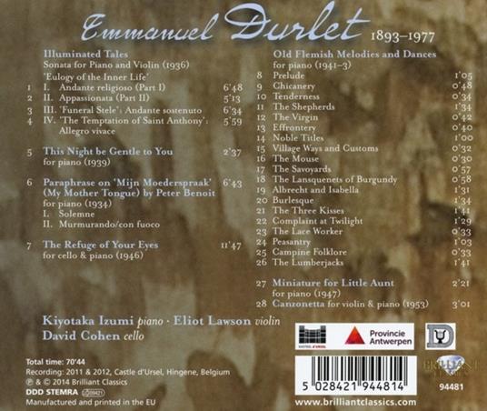 Opere cameristiche - CD Audio di Emmanuel Durlet - 2