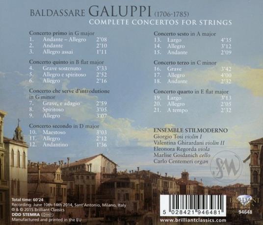 Concerti per archi completi - CD Audio di Baldassarre Galuppi,Ensemble StilModerno - 2