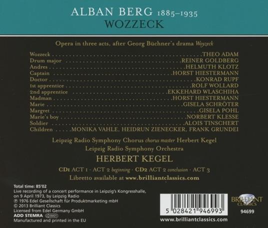 Wozzeck - CD Audio di Alban Berg,Herbert Kegel,Radio Symphony Orchestra Lipsia - 2