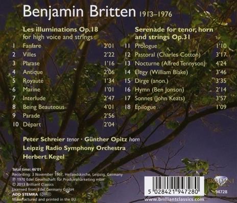 Les Illuminations op.18 - Serenata op.31 - CD Audio di Benjamin Britten - 2