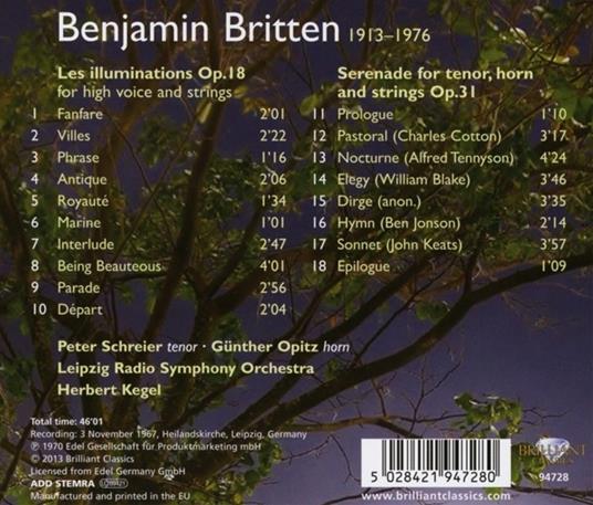 Les Illuminations op.18 - Serenata op.31 - CD Audio di Benjamin Britten - 2