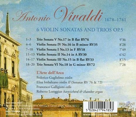 6 Sonate e trii op.5 - CD Audio di Antonio Vivaldi - 2