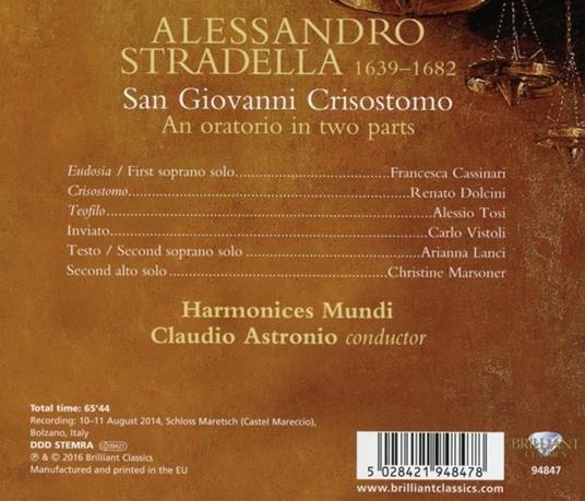 San Giovanni Crisostomo - CD Audio di Alessandro Stradella - 2