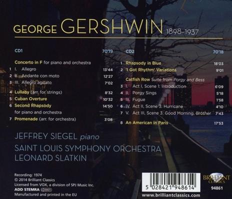 Rapsodia in blu - Un americano a Parigi - CD Audio di George Gershwin,Saint Louis Symphony Orchestra - 2