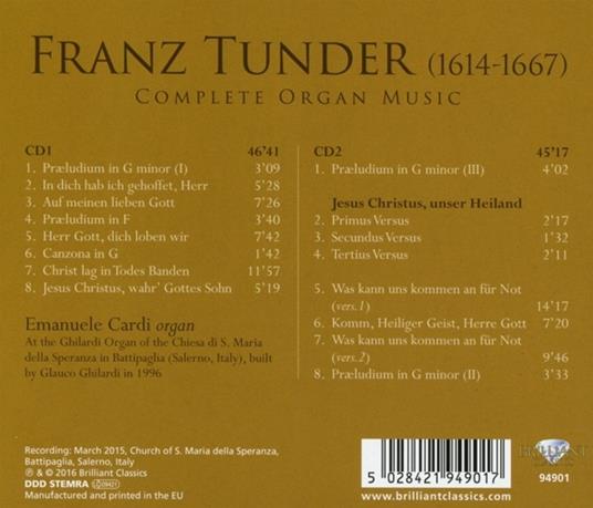 Opere per organo (Integrale) - CD Audio di Franz Tunder - 2