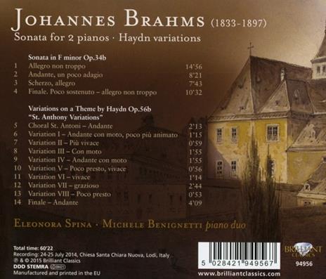 Sonata per due pianoforti - Variazioni per due pianoforti - CD Audio di Johannes Brahms - 2