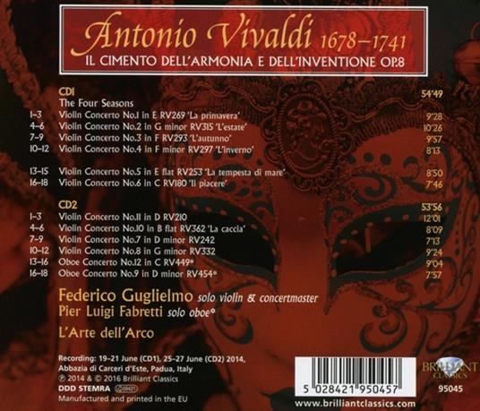 Il cimento dell'armonia e dell'inventione op.8 - Le quattro stagioni - CD Audio di Antonio Vivaldi - 2