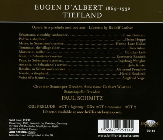 Tiefland. Opera in un preludio e 2 atti - CD Audio di Eugen D'Albert - 2