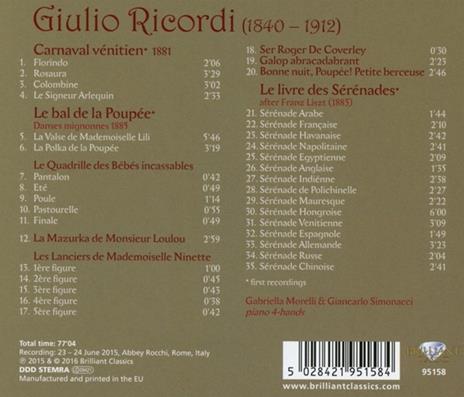 Carnaval vénitien. Musica per pianoforte a quattro mani - CD Audio di Giancarlo Simonacci - 2