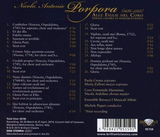 Alle figlie del coro - CD Audio di Nicola Antonio Porpora - 2