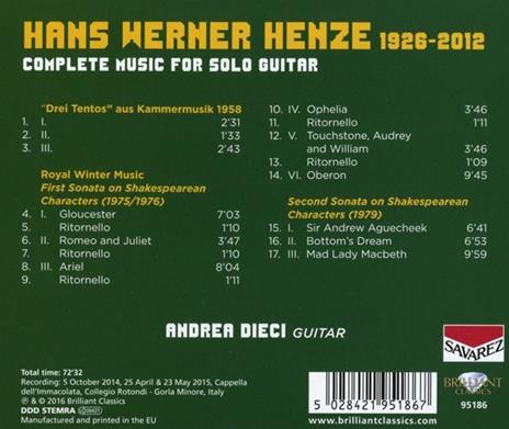 Opere per chitarra (Integrale) - CD Audio di Hans Werner Henze - 2