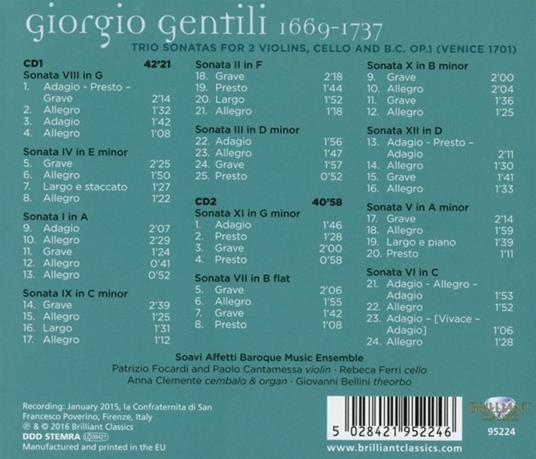 Triosonate op.1 - CD Audio di Giorgio Gentili - 2