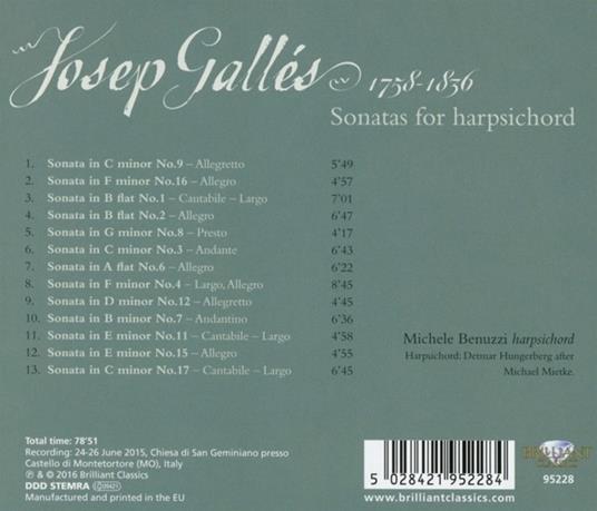 Sonate per clavicembalo - CD Audio di Josep Gallés - 2
