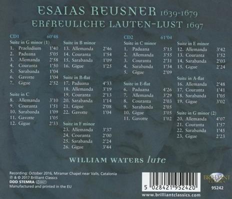 Erfreuliche Lauten-Lust - CD Audio di Esaias Reusner,William Waters - 2