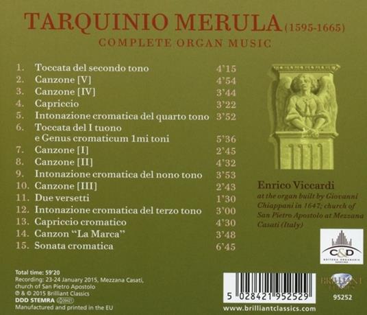 Musica per organo (Integrale) - CD Audio di Tarquinio Merula,Enrico Viccardi - 2