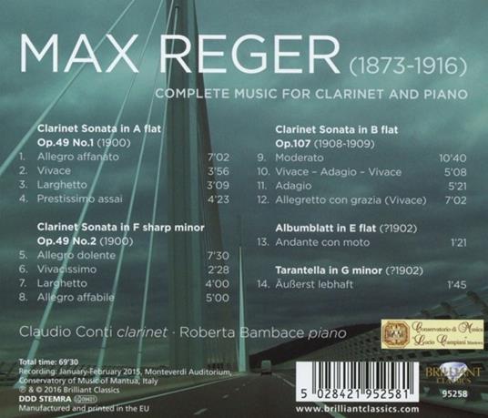 Opere per clarinetto e pianoforte (Integrale) - CD Audio di Max Reger - 2