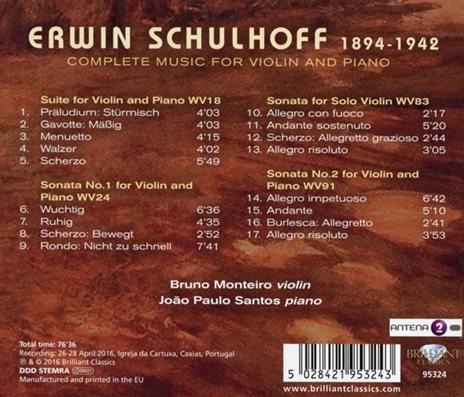 Opere per violino e pianoforte - CD Audio di Erwin Schulhoff - 2