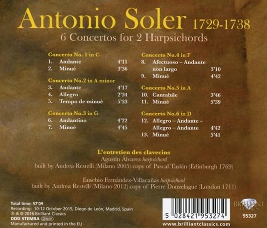 Sei concerti per due clavicembali - CD Audio di Antonio Soler - 2