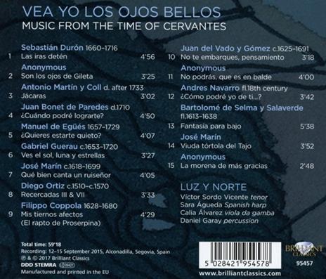 Vea Yo Los Ojos Bellos. Musica al tempo di Cervantes - CD Audio di Luz y Norte - 2