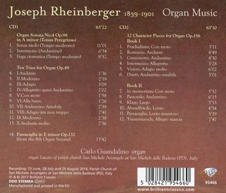 Musica per organo - CD Audio di Joseph Gabriel Rheinberger,Carlo Guandalino - 2