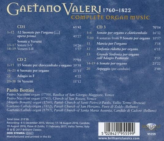 Opere per organo complete - CD Audio di Gaetano Valerj,Paolo Bottini - 2