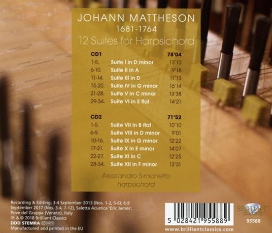 12 suites per clavicembalo - CD Audio di Johannes Mattheson,Alessandro Simonetto - 2