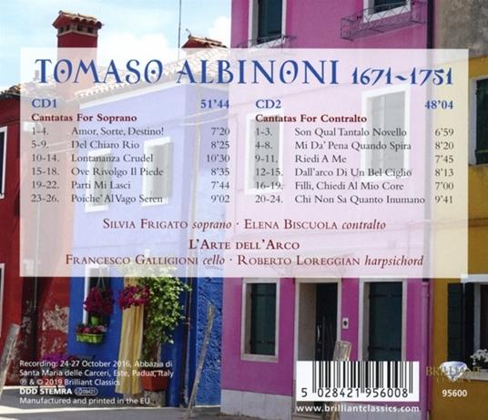 12 Cantate per Soprano e Contralto Op.4 - CD Audio di Tomaso Giovanni Albinoni,L' Arte dell'Arco - 2