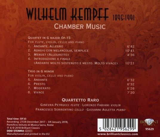 Musica da camera - CD Audio di Wilhelm Kempff,Ginevra Petrucci - 2