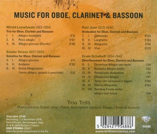 Musica per oboe, clarinetto e fagotto - CD Audio di Witold Lutoslawski,Trio Trilli - 2