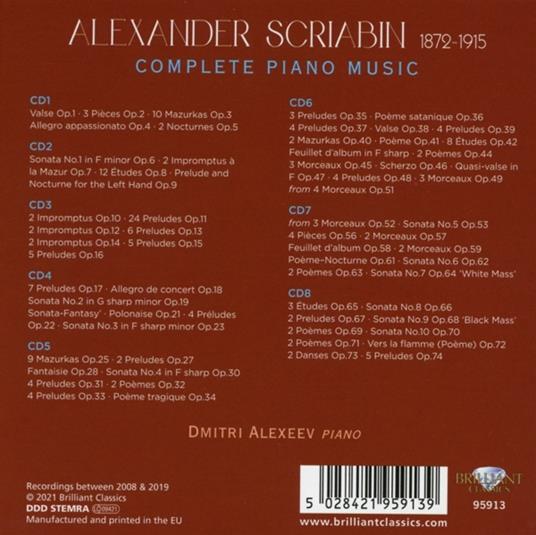 Complete Piano Music - CD Audio di Alexander Scriabin,Dmitri Alexeev - 2
