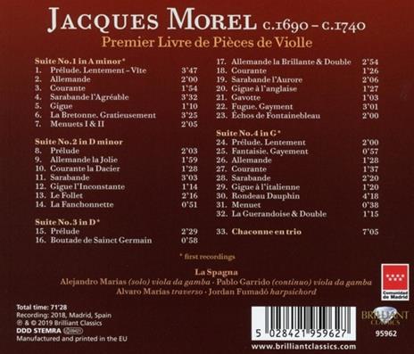 Premier livre de pièces de violle - CD Audio di Jacques Morel - 2