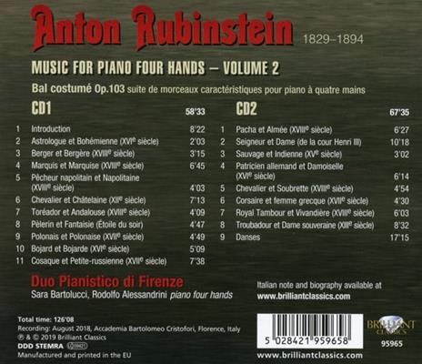 Musica completa per pianoforte a quattro mani - CD Audio di Anton Rubinstein,Duo Pianistico di Firenze - 2