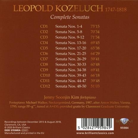 Sonate complete - CD Audio di Leopold Antonin Kozeluch,Jenny Soonjin Kim - 2